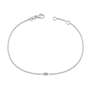 Petit rund Pink safir armbånd i 14 kt. hvidguld - B1110